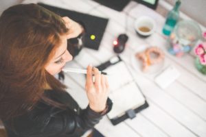 woman studying